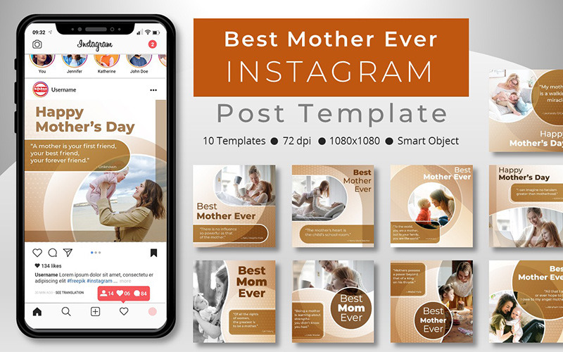 Meilleure mère de tous les temps - Modèle de publication Instagram pour les médias sociaux