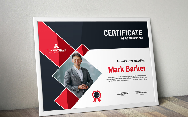 Download Шаблон сертификата "Modern Geometric Certificate Template" / Modern Geometric Certificate Template - Шаблон сертификата на тему графика certificate,corporate,decorative,diploma,elegant,excellence,frame,graduation,green,modern,multicolor,ornament,ornaments,paper,print,ready,template,professional,red,simple
