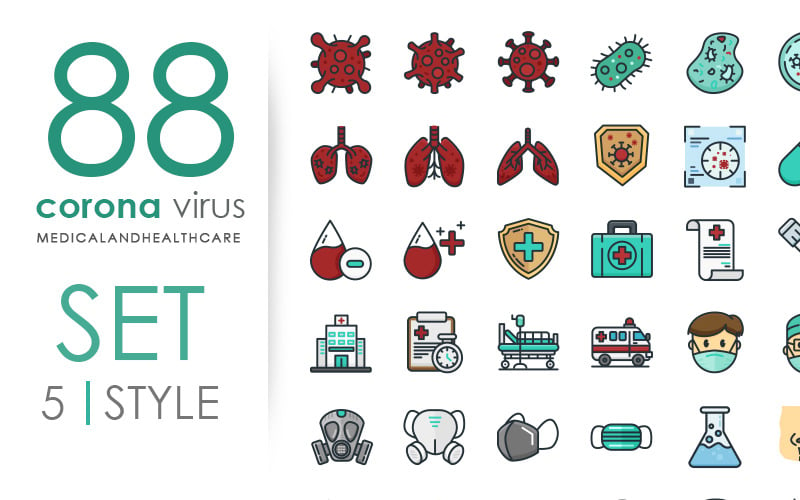 вірус корони медичних та охорони здоров'я набір іконок