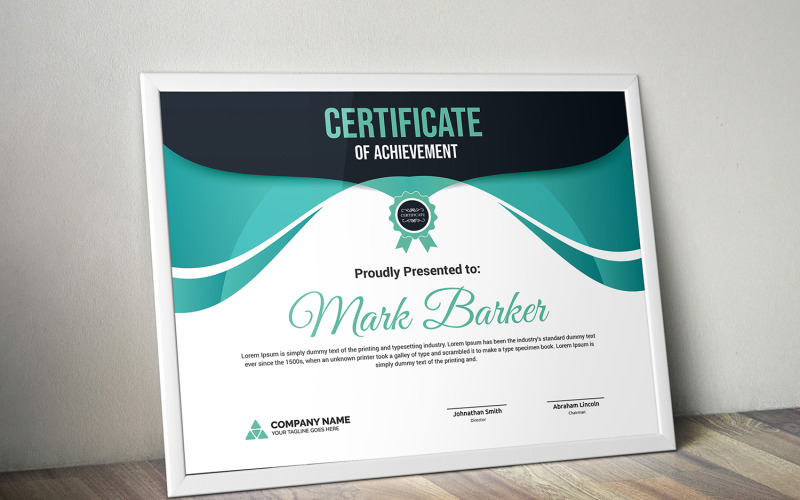 Download Шаблон сертификата "Wavy Certificate Template" / Wavy Certificate Template - Шаблон сертификата на тему графика certificate,corporate,decorative,diploma,elegant,excellence,frame,graduation,green,modern,multicolor,ornament,ornaments,paper,print,ready,template,professional,red,simple