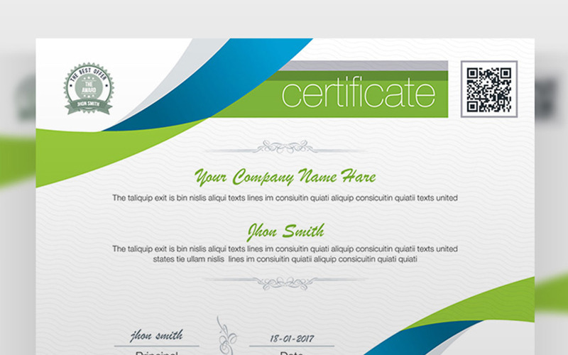 Download Шаблон сертификата "Clean Business Design Certificate Template" / Clean Business Design Certificate Template - Шаблон сертификата на тему графика a4,achievement,awarded,awards,bonus,certificates,card,certificate,bundle,bundles,templates,certifications,clen,cmyk,colorundefined