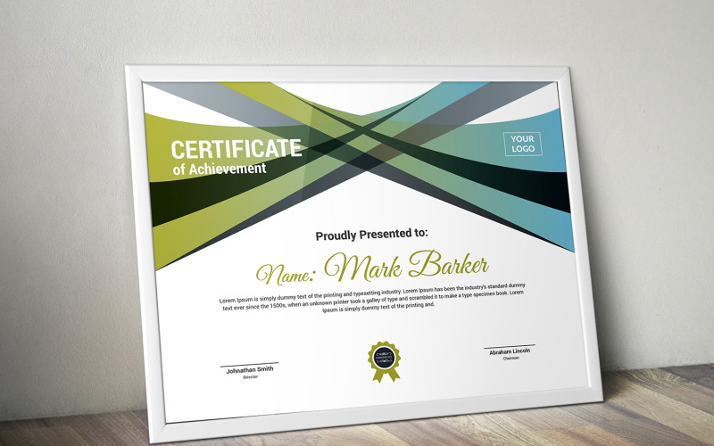 Download Шаблон сертификата "Curvy Certificate Template" / Curvy Certificate Template - Шаблон сертификата на тему графика certificate,corporate,decorative,diploma,elegant,excellence,frame,graduation,green,modern,multicolor,ornament,ornaments,paper,print,ready,template,professional,red,simple