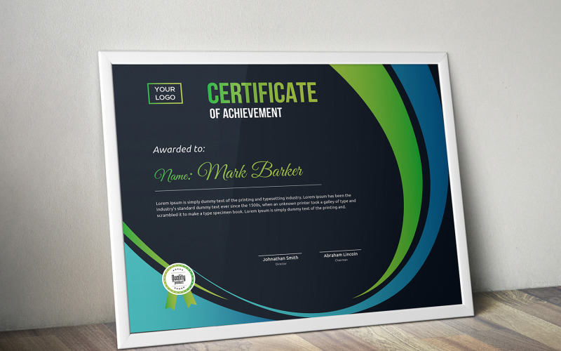 Download Шаблон сертификата "Curvy Certificate Template" / Curvy Certificate Template - Шаблон сертификата на тему графика certificate,corporate,decorative,diploma,elegant,excellence,frame,graduation,green,modern,multicolor,ornament,ornaments,paper,print,ready,template,professional,red,simple