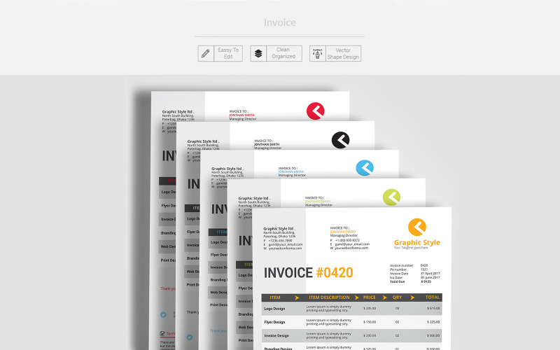 Download Фирменный стиль "Invoice - Corporate Identity Template" / Invoice - Corporate Identity Template - Фирменный стиль на тему графика invoice,cleaninvoice,simple,clean,simpleinvoice,creativeinvoice,professional,bill,estimate,pay,word,office,bundle