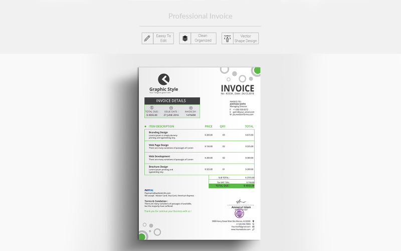 Download Фирменный стиль "Professional Invoice - Corporate Identity Template" / Professional Invoice - Corporate Identity Template - Фирменный стиль на тему графика invoice,bill,pay,payment,clean,cleaninvoice,design,creativedesign,creative,creativeinvoice,professional,porfessionalinvoice,modern,new,word,office,wordinvoice