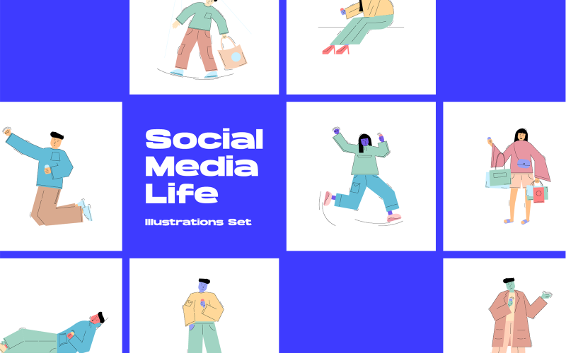 Social Media Life Set - Illustration