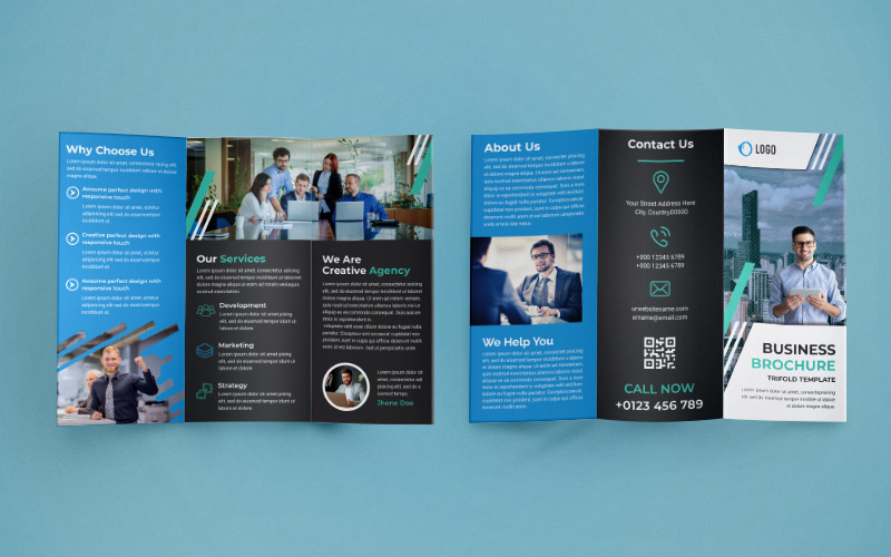 Download Фирменный стиль "Trifold Brochure Design - Corporate Identity Template" / Trifold Brochure Design - Corporate Identity Template - Фирменный стиль на тему графика corporate,business,agency,brochure,trifold,tri-fold,trifoldbrochure,marketing,company,tri,brochuredesign,a4,a4brochure,print-ready,psd,template,professional,internet,creative,usletter