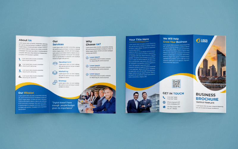 Trifold broschyrdesign - mall för företagsidentitet