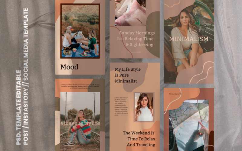 Download Шаблон для соцсетей "TRVL Social Media Template" / TRVL Social Media Template - Шаблон для соцсетей на тему графика social,media,template,instagram,stories,snapgram,instastory,hype,minimal,fashion,brand,marketing,sale,clean,banner,marketing,multipurpose,page,promotion,retargetingundefined