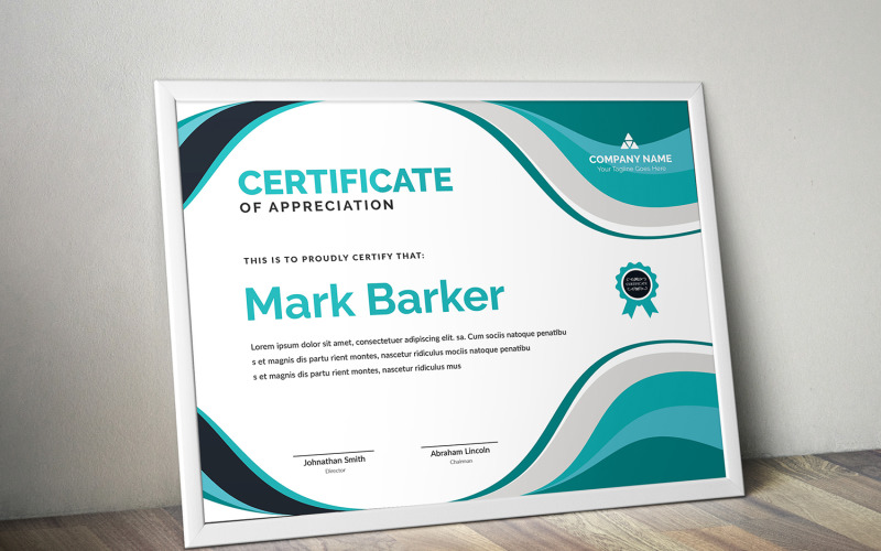 Download Шаблон сертификата "Wavy Certificate Template" / Wavy Certificate Template - Шаблон сертификата на тему графика certificate,corporate,decorative,diploma,elegant,excellence,frame,graduation,green,modern,multicolor,ornament,ornaments,paper,print,ready,template,professional,red,simple