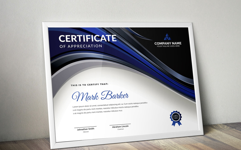 Download Шаблон сертификата "Wavy Modern Certificate Template" / Wavy Modern Certificate Template - Шаблон сертификата на тему графика certificate,corporate,decorative,diploma,elegant,excellence,frame,graduation,green,modern,multicolor,ornament,ornaments,paper,print,ready,template,professional,red,simple