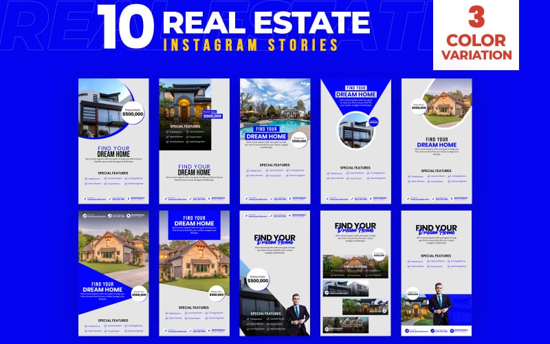 Real Estate 10 Instagram Stories Szablon mediów społecznościowych