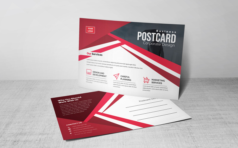 Download Фирменный стиль "Modern Geometric Postcard - Corporate Identity Template" / Modern Geometric Postcard - Corporate Identity Template - Фирменный стиль на тему графика blue,design,flyer,graphic,green,landscape,modern,official,print,ready,professional,simple,standard,web,white