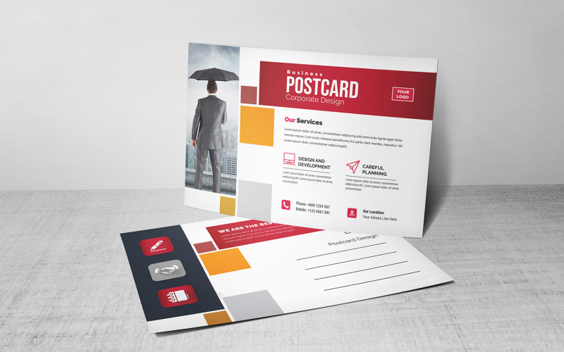 Download Фирменный стиль "Modern Postcard - Corporate Identity Template" / Modern Postcard - Corporate Identity Template - Фирменный стиль на тему графика blue,design,flyer,graphic,green,landscape,modern,official,print,ready,professional,simple,standard,web,white