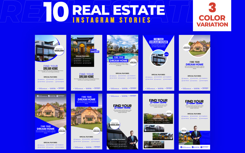 Download Шаблон для соцсетей "Real Estate 10 Instagram Stories Social Media Template" / Real Estate 10 Instagram Stories Social Media Template - Шаблон для соцсетей на тему графика banner,advertising,building,commercial,complex,duplex,facebook,instagram,houses,land,landed,estate,property,mortgage,real,realty,rental,residential,rezidange,sale