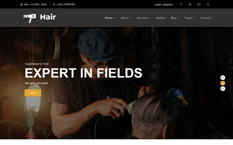 Šablona HTML5 Hair - Barber