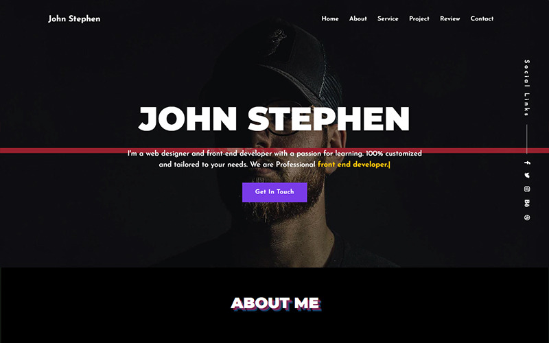 Стивен - Шаблон целевой HTML-страницы личного портфолио