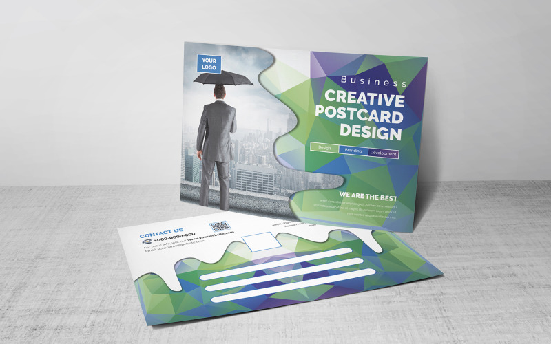 Download Фирменный стиль "Colorful Postcard - Corporate Identity Template" / Colorful Postcard - Corporate Identity Template - Фирменный стиль на тему графика blue,design,flyer,graphic,green,landscape,modern,official,print,ready,professional,simple,standard,web,white