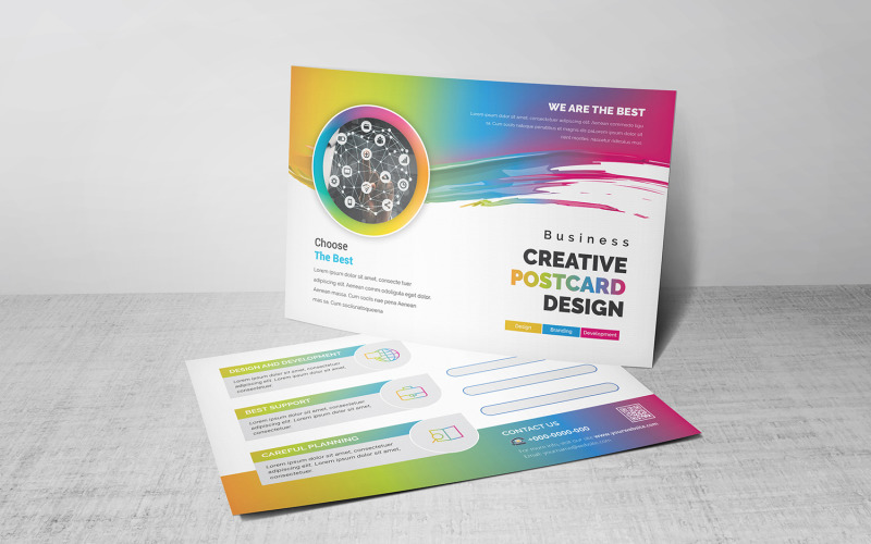 Download Фирменный стиль "Colorful Postcard - Corporate Identity Template" / Colorful Postcard - Corporate Identity Template - Фирменный стиль на тему графика blue,design,flyer,graphic,green,landscape,modern,official,print,ready,professional,simple,standard,web,white