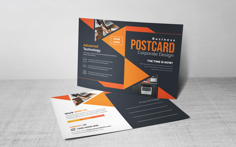 Download Фирменный стиль "Geometric Dark Postcard - Corporate Identity Template" / Geometric Dark Postcard - Corporate Identity Template - Фирменный стиль на тему графика blue,design,flyer,graphic,green,landscape,modern,official,print,ready,professional,simple,standard,web,white