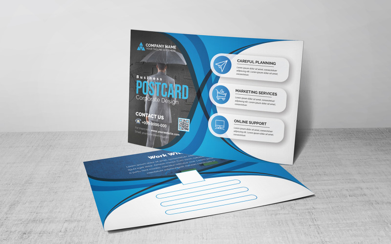 Download Фирменный стиль "Postcard - Corporate Identity Template" / Postcard - Corporate Identity Template - Фирменный стиль на тему графика blue,design,flyer,graphic,green,landscape,modern,official,print,ready,professional,simple,standard,web,white