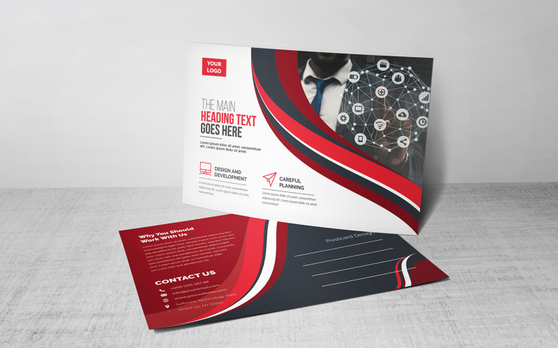 Download Фирменный стиль "Postcard - Corporate Identity Template" / Postcard - Corporate Identity Template - Фирменный стиль на тему графика blue,design,flyer,graphic,green,landscape,modern,official,print,ready,professional,simple,standard,web,white