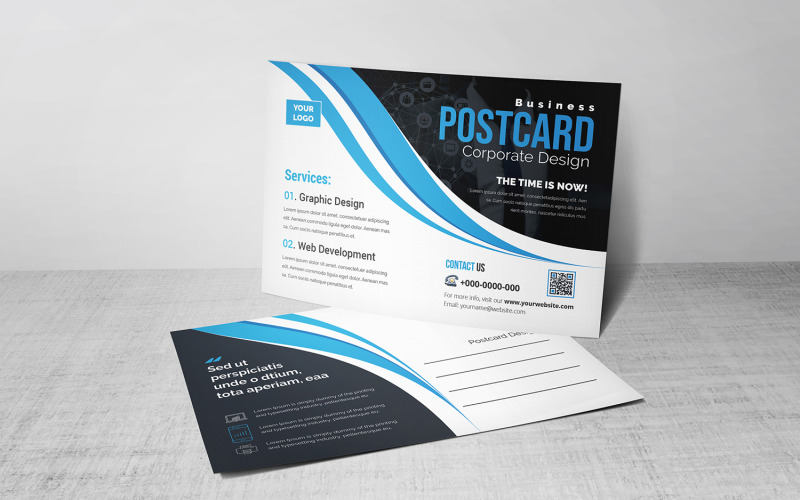 Download Фирменный стиль "Postcard - Corporate Identity Template" / Postcard - Corporate Identity Template - Фирменный стиль на тему графика blue,design,flyer,graphic,green,landscape,modern,official,print,ready,professional,simple,standard,web,white