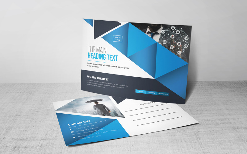 Download Фирменный стиль "Postcard - Corporate Identity Template" / Postcard - Corporate Identity Template - Фирменный стиль на тему графика blue,design,flyer,graphic,green,landscape,modern,official,print,ready,professional,simple,standard,web,white