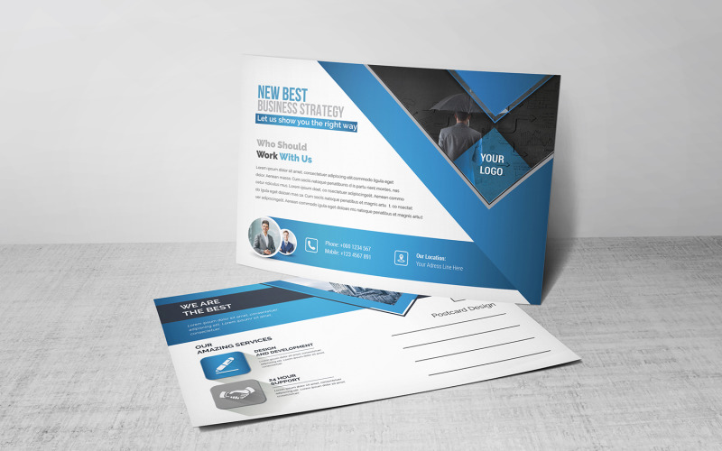 Download Фирменный стиль "Postcard - Corporate Identity Template" / Postcard - Corporate Identity Template - Фирменный стиль на тему графика blue,design,flyer,graphic,green,landscape,modern,official,print,ready,professional,simple,standard,web,white