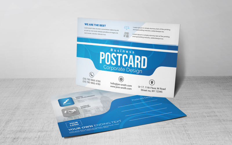 Download Фирменный стиль "Postcard - Corporate Identity Template" / Postcard - Corporate Identity Template - Фирменный стиль на тему графика blue,design,flyer,graphic,green,landscape,modern,official,print,ready,professional,simple,standard,web,white