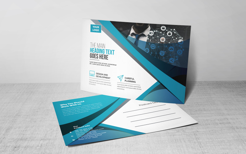 Download Фирменный стиль "Postcard - Corporate Identity Template" / Postcard - Corporate Identity Template - Фирменный стиль на тему графика blue,design,flyer,graphic,green,landscape,modern,official,print,ready,professional,simple,standard,web,white
