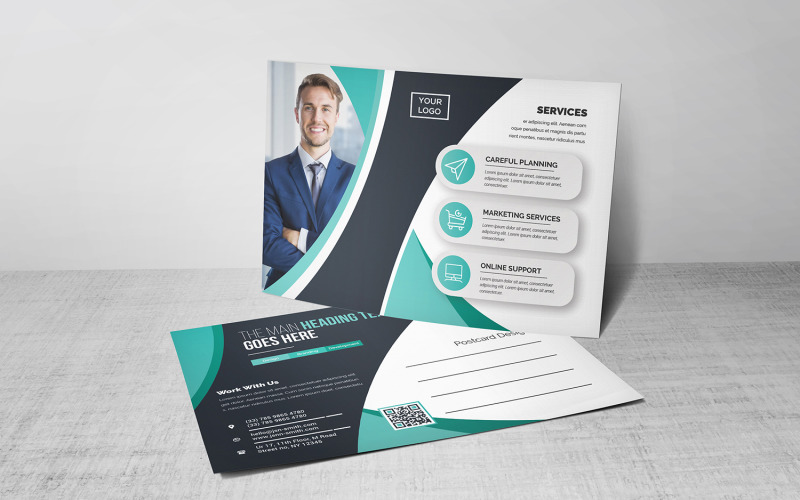 Download Фирменный стиль "Postcard - Corporate Identity Template" / Postcard - Corporate Identity Template - Фирменный стиль на тему графика blue,design,flyer,graphic,green,landscape,modern,official,print,ready,professional,simple,standard,web,white