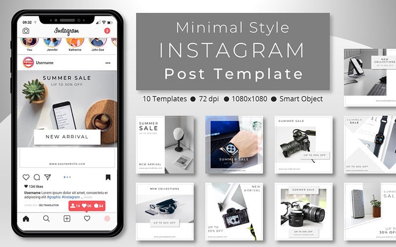 10个独特的最小风格促销-社交媒体的Instagram帖子模板