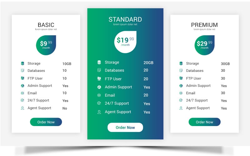 Modern - Pricing Table - Corporate Identity Template