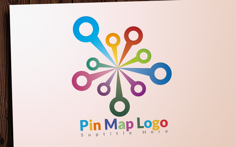 Download Шаблон логотипа "Pin Map Logo Template" / Pin Map Logo Template - Шаблон логотипа на тему графика pin,point,map,earth,circle,app,application,travel,geometric,color,black,white