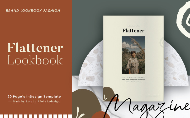 Download Magazine Template "Flattener Brand Lookbook Fashion Magazine Template" / Flattener Brand Lookbook Fashion Magazine Template - Magazine Template на тему графика a4,adobe,business,catalog,clean,creativepreneur,indesign,layout,magazine,minimalist,modern,print,printable,professional,template,usletter,workbook,niches,pitch,deck