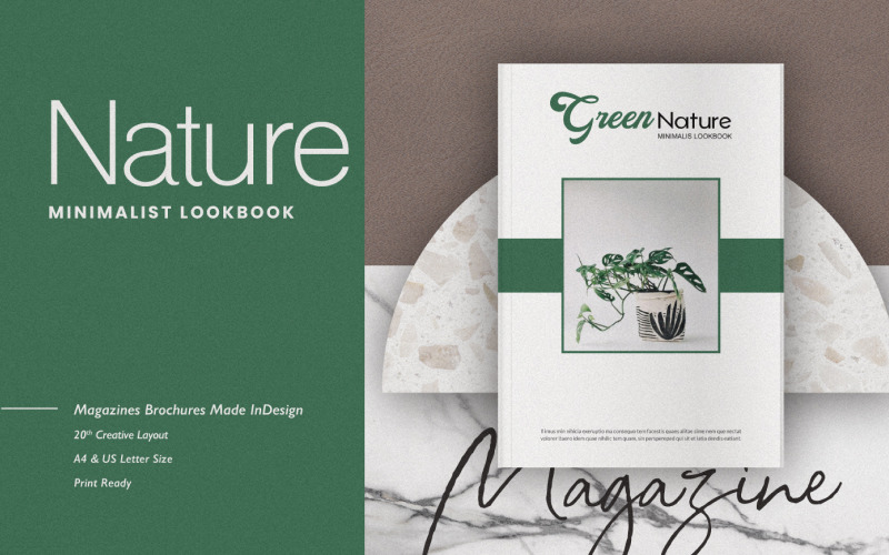 Download Magazine Template "Green Nature Magazine Template" / Green Nature Magazine Template - Magazine Template на тему графика a4,adobe,business,catalog,clean,creativepreneur,indesign,layout,magazine,minimalist,modern,print,printable,professional,template,usletter,workbook,niches,pitch,deck