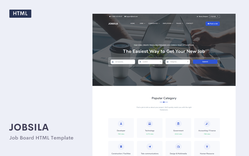 Jobsila - İş Panosu ve İş İlanı Web Sitesi Şablonu
