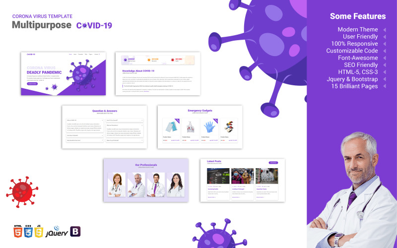 Modèle de site Web Cornoa Virus COVID-19