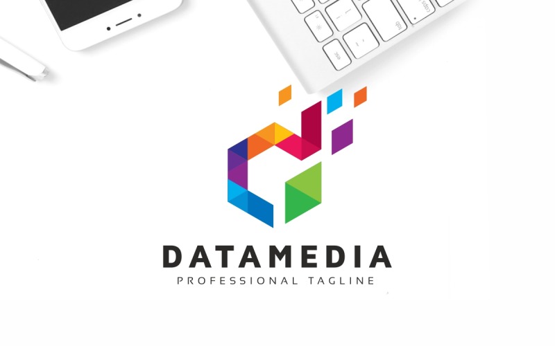 Plantilla de logotipo colorido de letra D de Datamedia