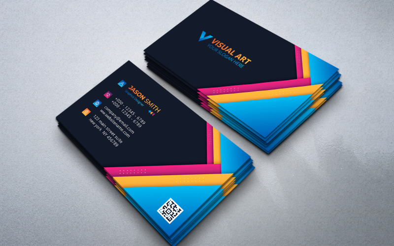Творчі барвисті візитна картка - шаблон фірмового стилю