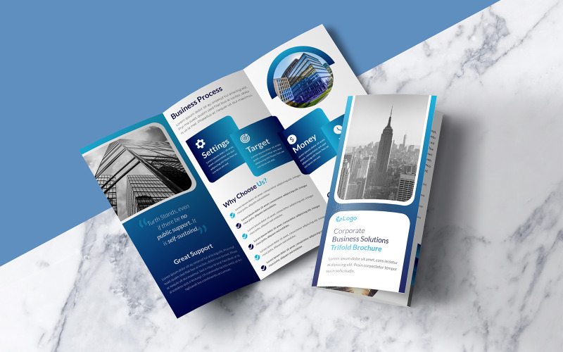 Download Фирменный стиль "Blue Gradient Trifold Brochure Design - Corporate Identity Template" / Blue Gradient Trifold Brochure Design - Corporate Identity Template - Фирменный стиль на тему графика brochure,publication,design,presentation,document,concept,template,trifold,promotion,leaflet,corporate,folder,print,marketing,creative,business,vector,company,tri-fold,catalogundefined