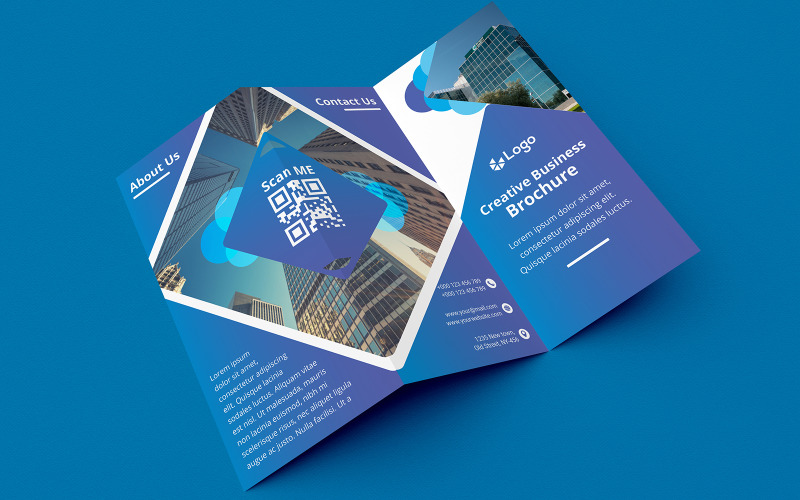 Download Фирменный стиль "Blue Gradient Trifold Brochure Design - Corporate Identity Template" / Blue Gradient Trifold Brochure Design - Corporate Identity Template - Фирменный стиль на тему графика brochure,publication,design,presentation,document,concept,template,trifold,promotion,leaflet,corporate,folder,print,marketing,creative,vector,company,tri-fold,blue,gradient