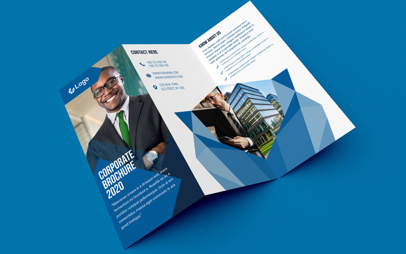 Download Фирменный стиль "Creative Blue Trifold Brochure Design - Corporate Identity Template" / Creative Blue Trifold Brochure Design - Corporate Identity Template - Фирменный стиль на тему графика concept,book,idea,trend,blank,template,trifold,promotion,leaflet,background,corporate,folder,print,marketing,creative,business,vector,company,tri-fold,blue