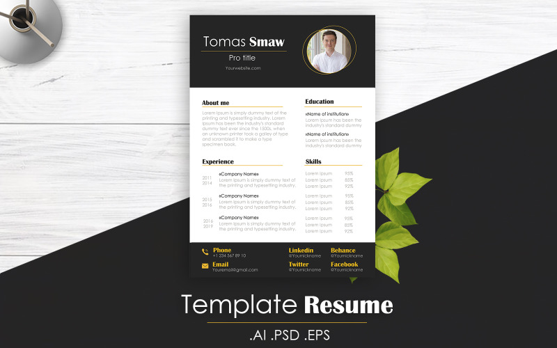 Download Резюме "employment / AI / PSD / EPS Resume Template" / employment / AI / PSD / EPS Resume Template - Резюме на тему графика print,us,letter,powerpoint,job,simple,creative,icons,skills,swiss,design,employment,resume,curriculum,vitae,hobbies,minimalistundefined,psd,eps,ai