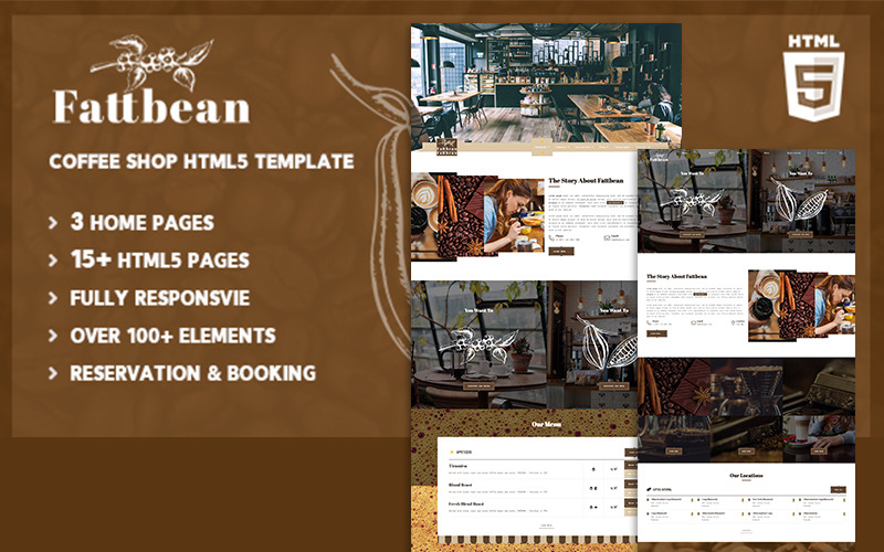 Fattbean | Modello di sito Web HTML5 per caffetteria e barista