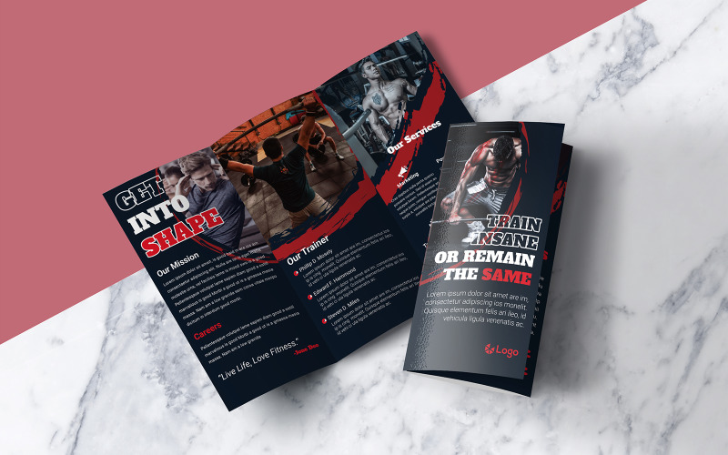 Download Фирменный стиль "Gym/Fitness Trifold Brochure Design - Corporate Identity Template" / Gym/Fitness Trifold Brochure Design - Corporate Identity Template - Фирменный стиль на тему графика brochure,publication,design,presentation,document,concept,template,trifold,promotion,leaflet,corporate,folder,print,creative,vector,company,tri-fold,gym,fitness,health