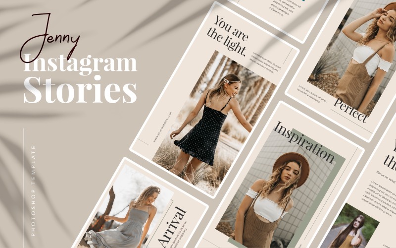 Download Шаблон для соцсетей "Jenny Instagram Story Template for Social Media" / Jenny Instagram Story Template for Social Media - Шаблон для соцсетей на тему графика instagram,store,fashion,psd,photoshop,modern,elegant,promo,deals,discount,post,stories,apparel,shop,online,minimal,minimalist