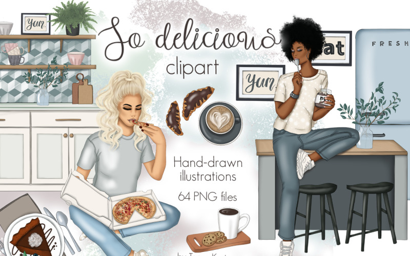 Download Иллюстрация "So Delicious Clipart & Patterns - Illustration" / So Delicious Clipart & Patterns - Illustration - Иллюстрация на тему графика fashion,illustration,planner,clipart,girl,interior,design,home,delicious,food,kitchen,pizza,blogger,scandi,surface,digital,paper,coffee,pattern,healthy