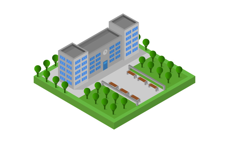 escuela isométrica - imagen vectorial